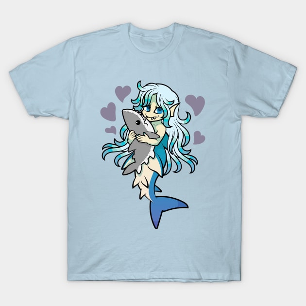 Cute Mermaid Loves Her Shark Plush T-Shirt by JenniferSmith